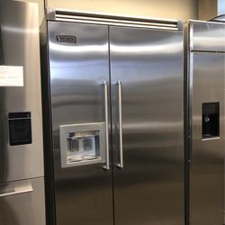 Viking 48”wide Stainless Steel Side By Side Refrigerator 