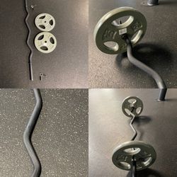 Standard EZ curl bar and 50lbs of Standard weight