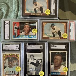 🥎  (12) WILLIE MAYS BASEBALL CARDS * 1955~1972 * (10 CARDS GRADED)  🥎