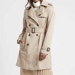 BANANA REPUBLIC Golden Beige Preppy Belted Water Resistant Classic Trench Coat