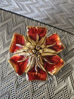 Huge Vintage French Designer Signed Alternances Paris Rare Flower Brooch