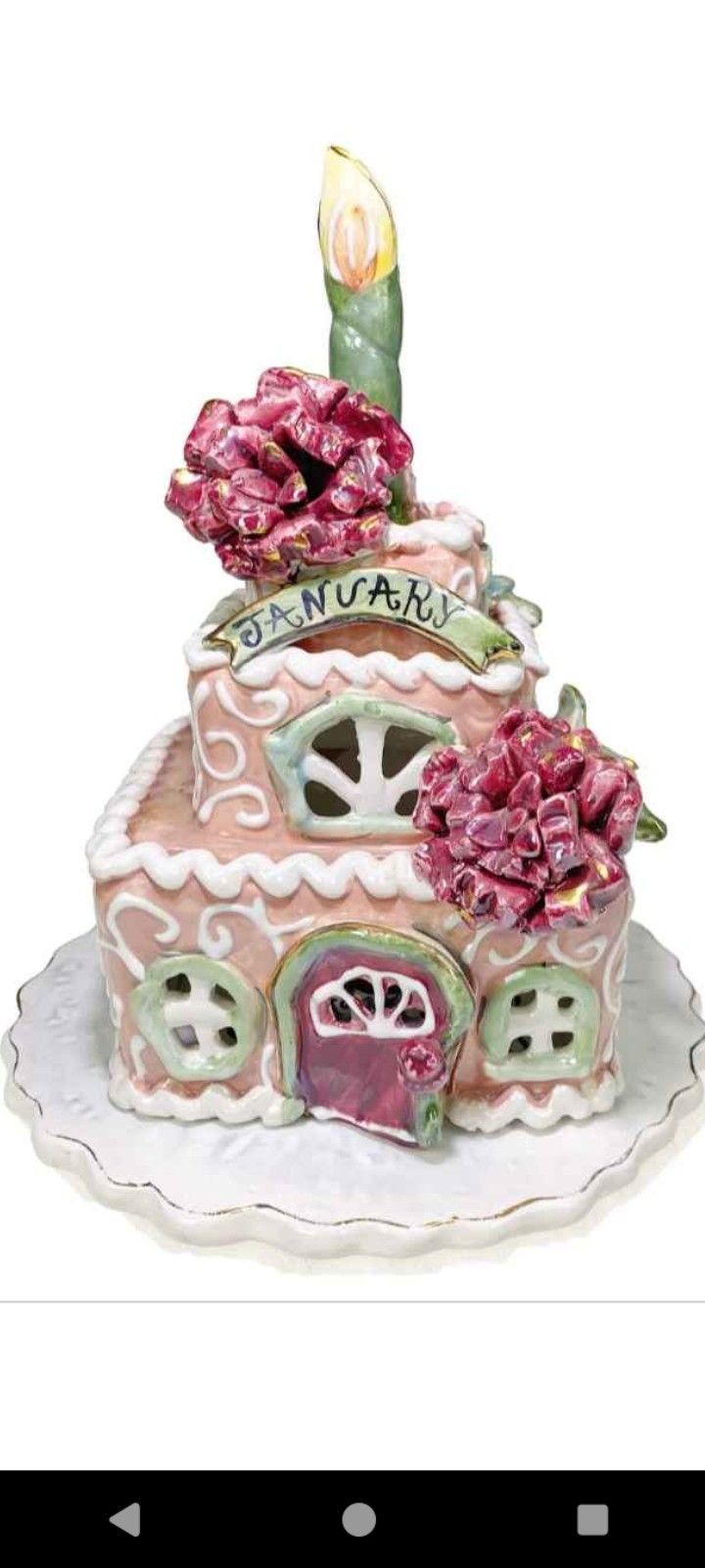 Blue Sky Happy Birthday Rare January Garnet Cake Heather Goldminc Tealight 3 Pc