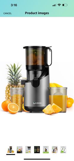 Large Feed Chute 5.3" Masticating Juicer, GDOR Self Feeding Cold Press Juicer with 250W Motor, Slow Juicer Machine