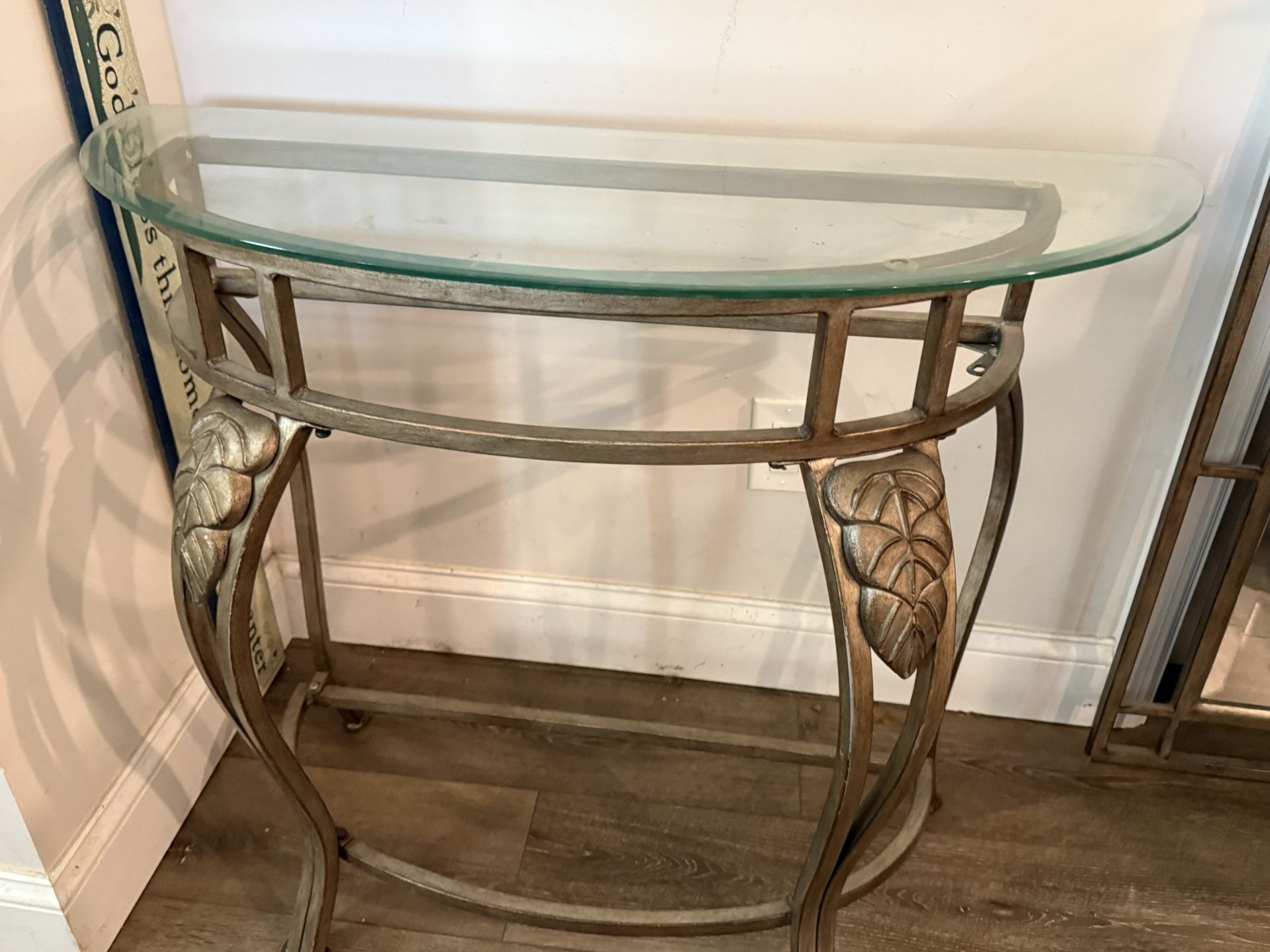Glass And Metal Table And Mirror