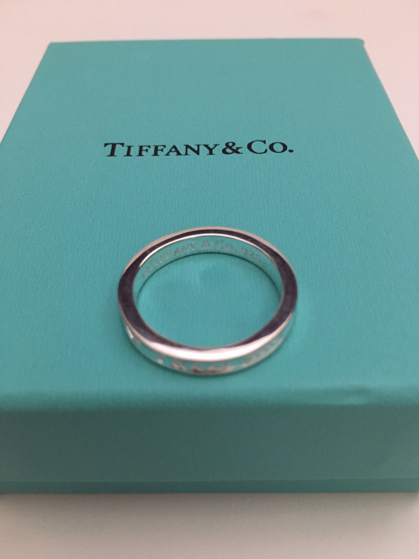 Tiffany Co.1837 Ring Narrow Concave Ring T & co 925 Sterling Silver Thin Band Ring Size 8