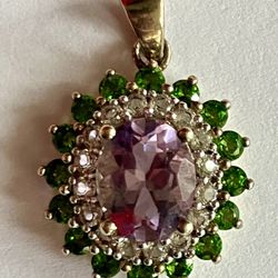 HSN AMETHYST GREEN MULTI GEMSTONE GOLD TONE STERLING SILVER RING PENDANT SET ‼️ See More COOL CHRISTMAS GIFT Here ... ‼️ Price Is FIRM ‼️