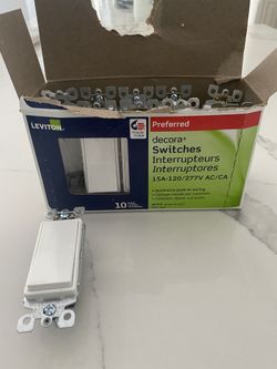 Box Of Leviton Light Switches White 10 Count 