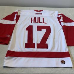 Brett Hull Detroit Red Wings Ccm Jersey Mens  Medium white Euc Mic Vintage 90s