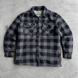 VTG Y2K Black & Grey Plaid Flannel Button Up Jacket