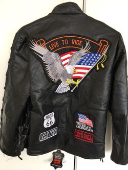 New black leather motorcycle jacket size small