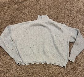 Zenana Outfitters Light Gray Speckled Turtleneck Sweater