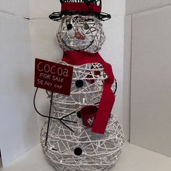 Plastic Coated Wicker Wire Lighted Snowman