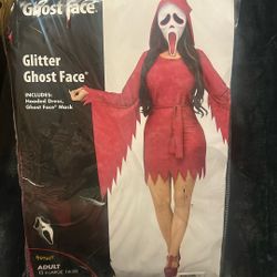 Ghost Face Glitter Costume/Super cute/XL 14-16/Brand New