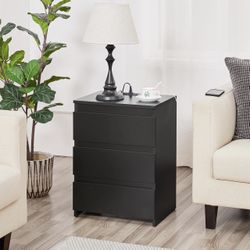 Black Nightstand With Built In Charging Ports !