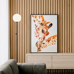 30x20 Canvas Giclee Print Artwork "Nuzzle" Giraffe Mother And baby. New