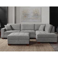 Thomasville Miles Fabric Sectional with Storage Ottoman