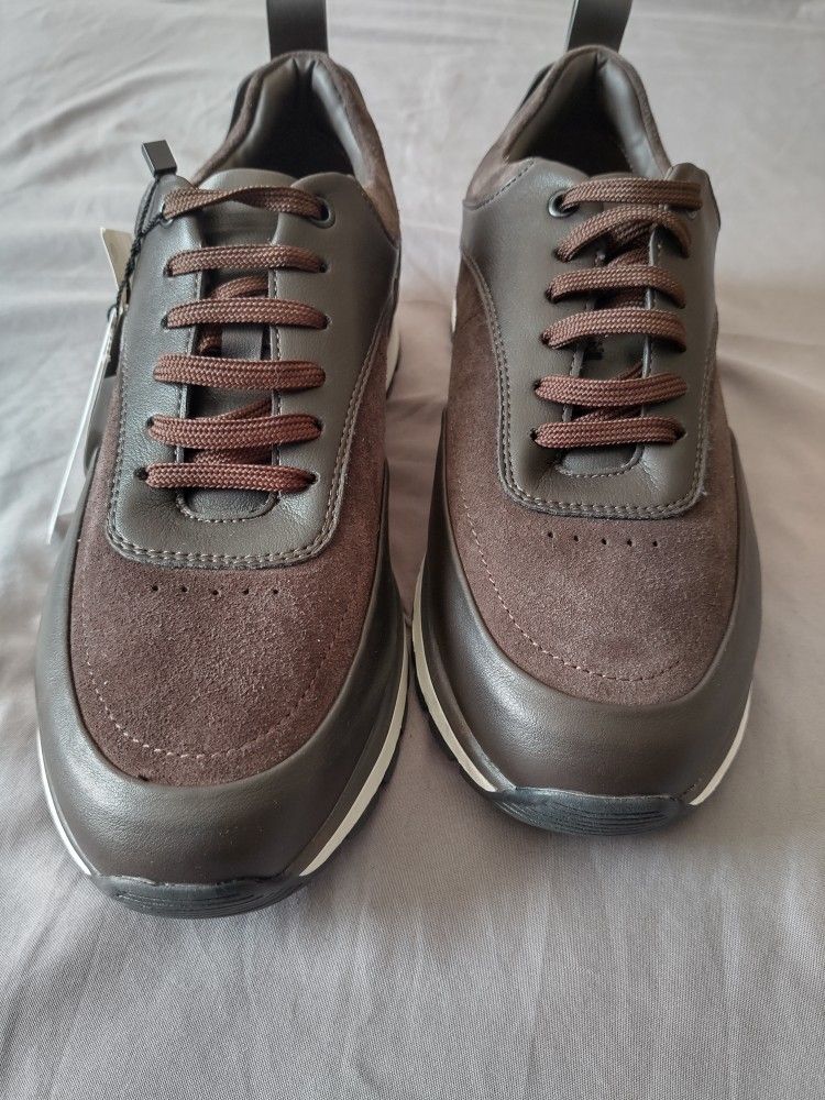 Zara Men's Sneakers Leather Brown Suede 8 2301/420