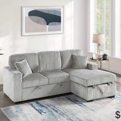Corduroy Sectional Sleeper With Storage 