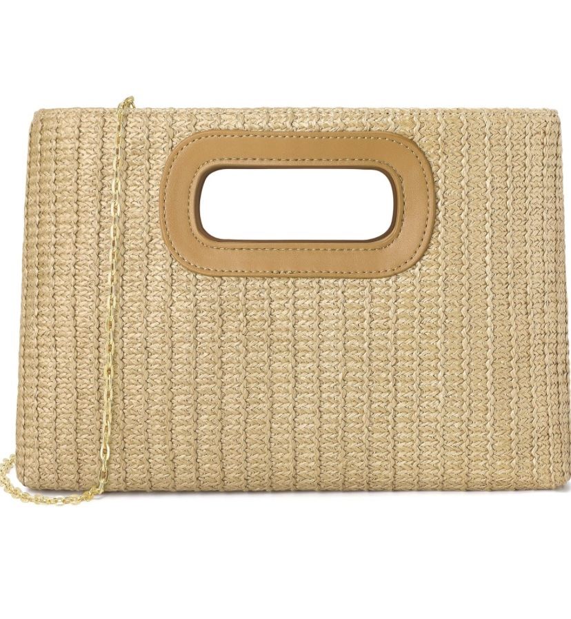 Clutch Purses for Women, Top Handle Straw Purse Handbags, Summer Shoulder Crossbody Bag, Woven Beach Bags Purses