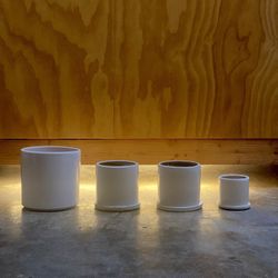 Minimal White Glazed Ceramic Pots — Set of 4