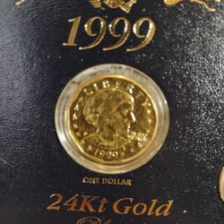 1999 24k Gold Plated $1 Coin For Sale 