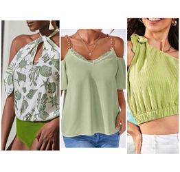 3 Tops Set Bundle Green Cami Top