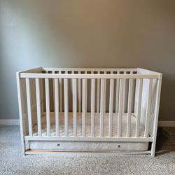 White Crib with Mattress