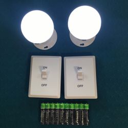 2 - Battery Operated Wireless LED Light Bulb, Night Lights, Cordless Light Switch