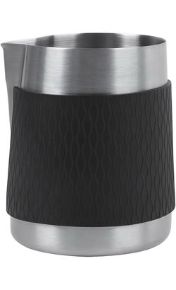 IKAPE Espresso Milk Pitcher, 15.04/450ml Milk Frothing Jug without Handle, Espresso Steaming Pitcher with Sharp Spout for Espresso Barista Tool(silver