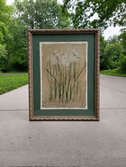 Cedar Creek Collection Floral Framed Wall Art, 40x32, Green Mat, Ornate Frame