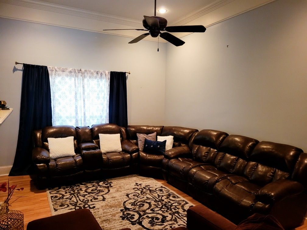 Leather Sectional with recliner chair