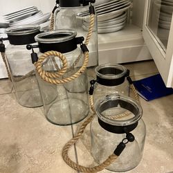Moving Selling All! Rope And Glass Jar Candle Holders Decor 