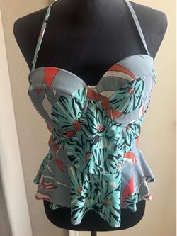 Nicole Miller green & orange halter neck swim dress #halterneck #swim dress   Size 10 in excellent condition