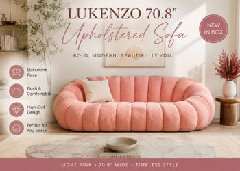 🌸 NEW IN BOX – LUKENZO 70.8" BLUSH PINK DESIGNER SOFA 🌸