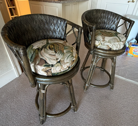 Vintage Rattan Swivel Bar Stools