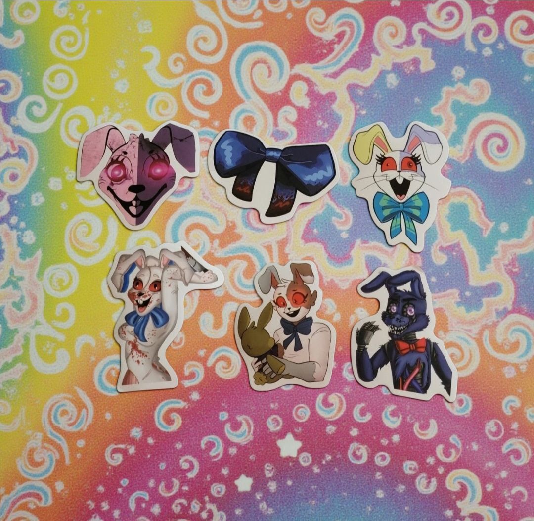 #8 (Lot Of 5) Assorted Five Nights At Freddy's FNAF 3" Waterproof Stickers. These are Five Nights at Freddy's Security Breach Vanny stickers. The stic