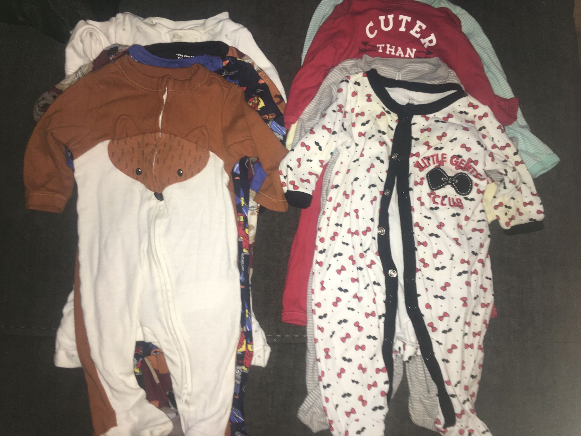0-3 Mths Footed Onesies
