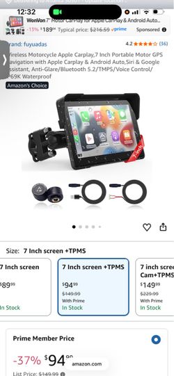 7-Inch Wireless Motorcycle Apple CarPlay Screen with TPMS