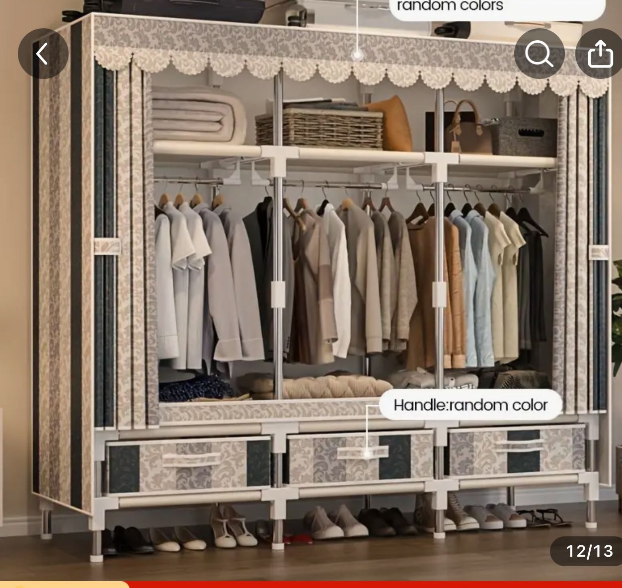 $25-Clothes Storage Closet 60”/65”/18”