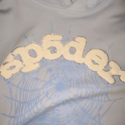 White And Blue Spirder Hoodie 