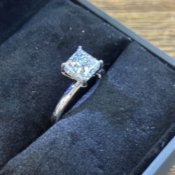 1.72 Natural Princess Cut Diamond Engagement Ring 14k White Gold