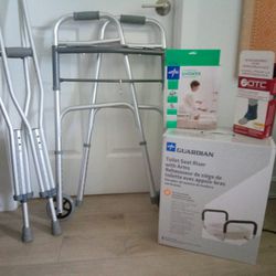 Medical Equipments Walker, Handheld Shower, Toilet Seat Riser, Ankle Stabilizer, Crutches 