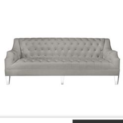 MOVING - Performance Velvet Tufted Grey Bella Dove Z Gallerie Designer Sofa!