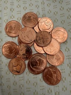 (19) 1 oz .999 Fine Copper Buffalo Rounds