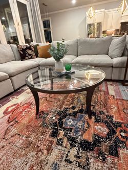 Glass round coffee table