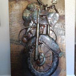 One Of A Kind Motorcycle Metal Art Piece 