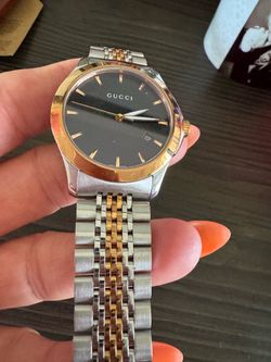 Gucci Two-Tone Watch with Black Dial