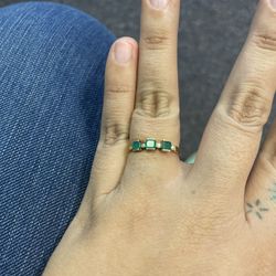 Emerald And Diamond Gold Ring Size 9
