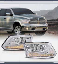 Pair Of Headlights Projector Beam For Dodge Ram 2013 Thru 2018 