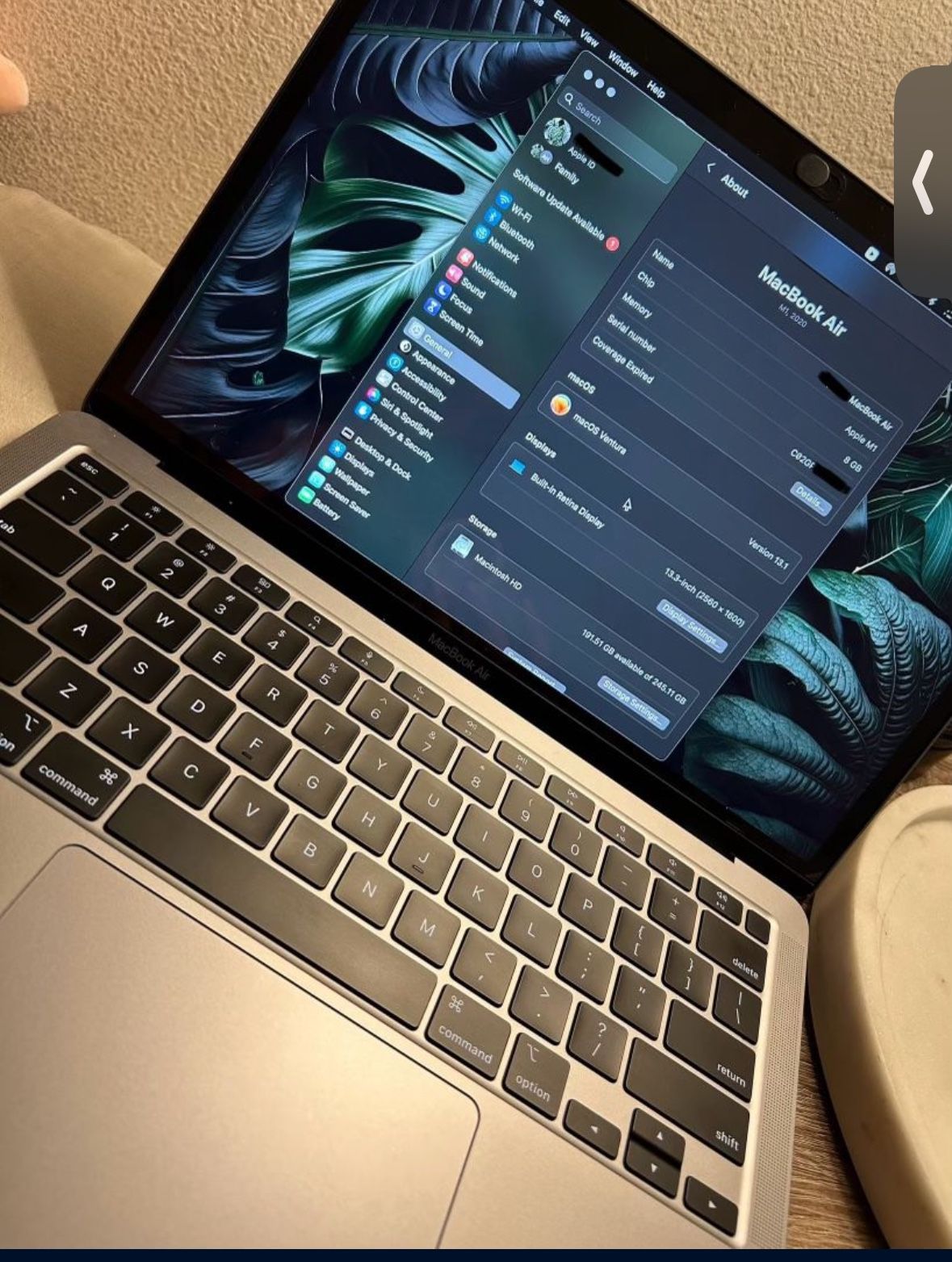 2020 MacBook Air (13.3”) M1 7 Core GPU 8gb 256GB